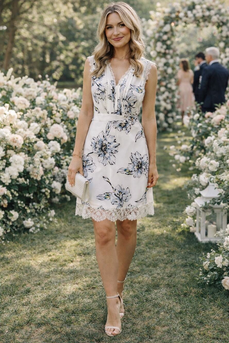 New Karl Lagerfeld Paris White Floral Tank Dress Lace Romantic 2 Bridal